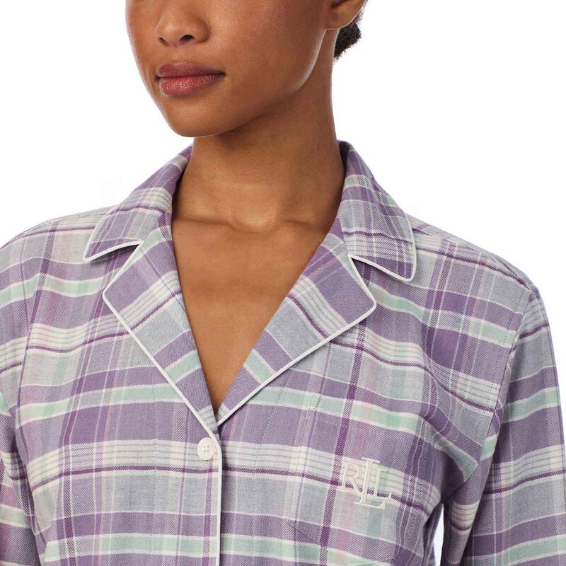 Lauren Ralph Lauren Cotton Brushed Twill L/S Notch Collar Pajama Set image number 2